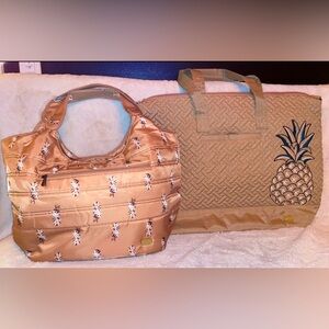 Lug Pineapple Brushed Gold Aerial tote and Gold Pineapple Gondola bag bundle